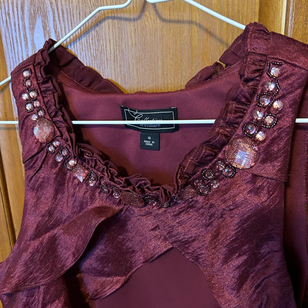 Dressbarn Burgundy Embellished Dress